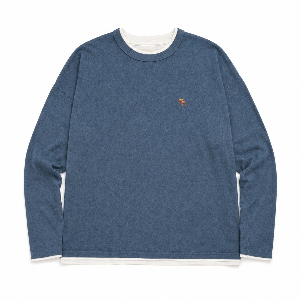 Abercrombie & Fitch Sweatshirt Mens XL Blue Layered Crewneck 90s Y2K Logo Prep